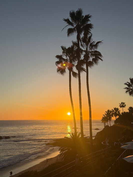 Laguna Beach sunset over the Pacific ocean at golden hour
