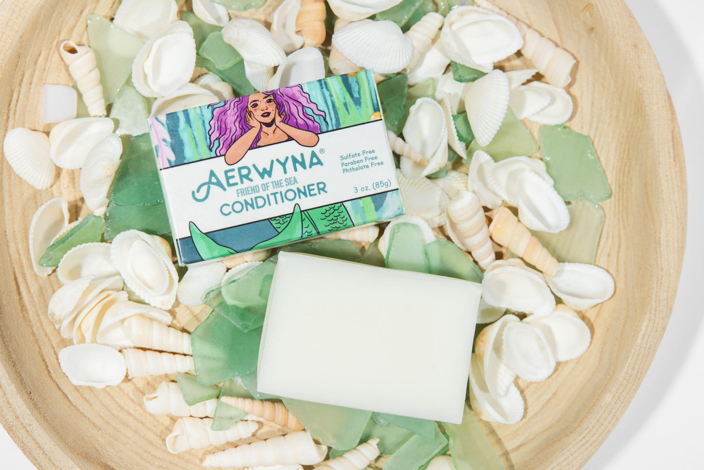 Aerwyna solid conditioner bar with biodegradable packaging — murumuru butter, rice protein, panthenol
